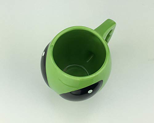 VanEnjoy Cool Bright Green Glazed Ceramic Shape Coffee Ceramic Tea Cup Mug, 3D Mysterious UFO Conspicuous Alien Shape, 13 oz(400 ml)