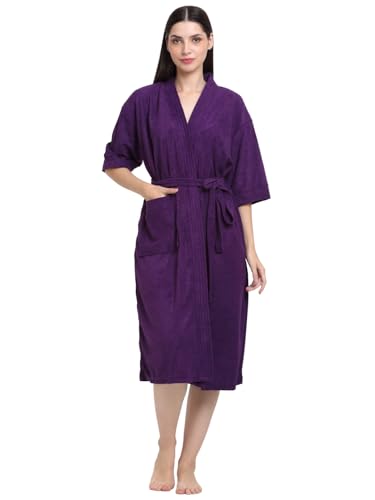 CREEVA Everyday Unisex Micro Terry Bathrobe, Kimono Collar, 3/4 Sleeve, Free Size, Indigo