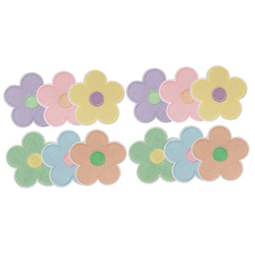 HAPINARY 24 Piezas De Parches De Bordado De Flores, Herramienta De Costura, Parches Para Planchar, Parches Con Forma De Flor, Parches De Bricolaje, Pegatinas Decorativas Para Ropa,