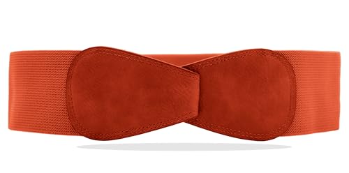 Van Der Rich ®   Cinturón Obi Elástico Ancho Extensible 7 cm   Mujer (Naranja, TU)