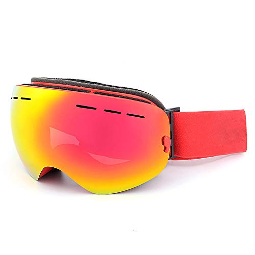 Lunettes de ski anti-buée rouge avec double écran sphérique panoramique