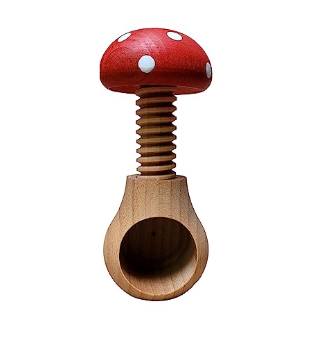 Wooden World 2 Nussknacker Set Dunkelbraun und Toadstool Nussknacker aus natürlichem Buchenholz - SEHR Fester Pilz