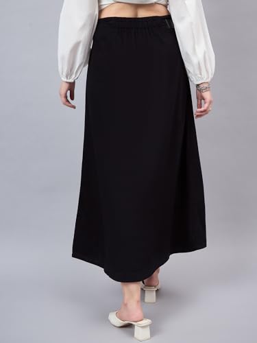 Image of Style Quotient Women Black A-Line Maxi Denim Skirt