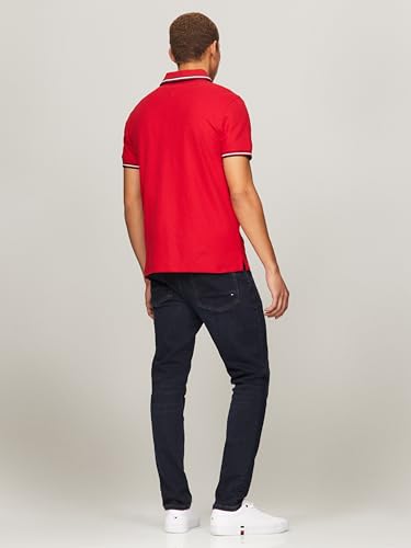 Camisetas polo casuales para hombre de Tommy Hilfiger, manga corta, corte regular con estiramiento y diseños en puños miniatura 4