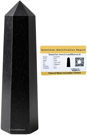 Certified Black Tourmaline Tower Obelisk Point For Chakra