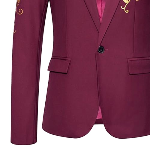Men's Gold Foil Single Button Blazer Business Casual Banquet Suit Jacket Formal Workwear Sport Coat3