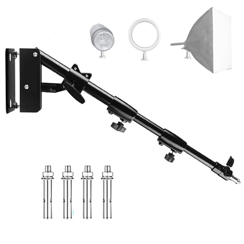 NEWFUN Soporte de Pared para Fotografía, Brazo Mural Triangular, 53-100 CM, Brazo Triangular Brazo de Pared de Cámara Giratorio 180° Flexible para luz Anular, Softbox, Paraguas Monolight