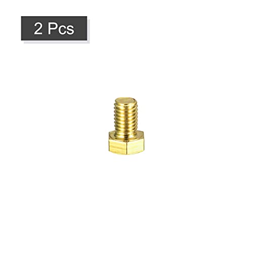 Image of uxcell Brass Hex Bolts, 1 /2-13x3 /4 2pcs Fully Thread Grade 4.8 Solid Brass Hexagon Head Bolt Machine Screws for Machinery