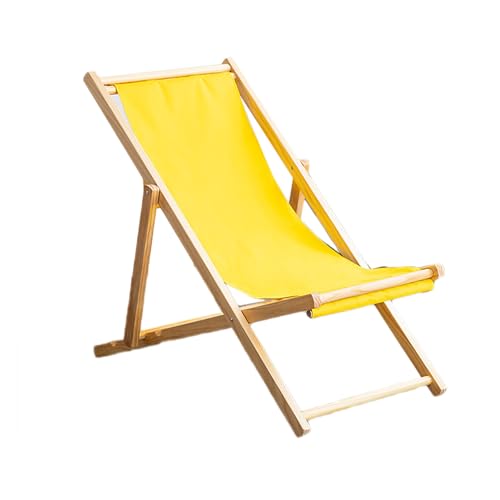 リクライニングチェア アウトドアチェア 折り畳み椅子 省スペース ベーシック ガーデンチェアー シェーズロングソファ 布製 枕付き 肘掛けき camping chair ラウンジチェア キャンプ 椅子 喫茶店 ビーチベッド おしゃれ (木製 - イエロー)