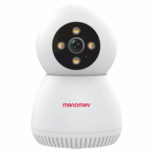 Image of MANOMAY Protect Bot 3MP Wi-Fi Pan-Tilt Camera [STQC Certified] 360 Smart Home CCTV, AI Human Tracking, Color Night Vision, 2-Way Audio, Alexa Voice Control, 256GB Memory Card Support M1078S