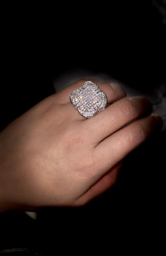 14k White Gold Finish CZ Iced Out Big Pinky Ring for Men Hip Hop - MEN'S CZ RING, PERFECT RING, WEDDING RINGS, PROMISE RING, CZ ENGAGEMENT RING, WEDDING BANDS 6-102