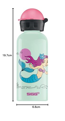 Sigg - Alu Trinkflasche Kinder - KBT Nixie - Auslaufsicher & Bruchsicher - Federleicht - BPA-frei - Klimaneutral Zertifiziert - Sport & Schule - Weissgrün & Rosa - 0,4L
