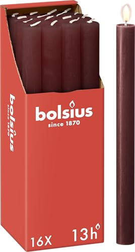 Bolsius - Velas de cena - rojo oscuro - paquete de 16 -...