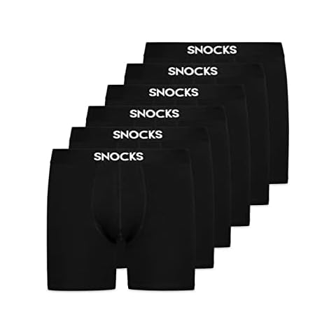 Snocks Herren Lange Boxershorts Set 6er-Pack in den Gr. M aus Bio-Baumwolle I Unterhosen Cover
