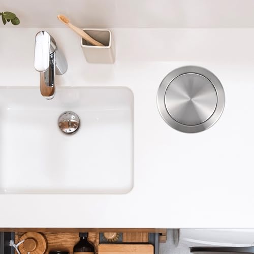 ANDRESLAD Edelstahlbehälter Mit Deckel Versenkter Mülltonnendeckel Für Arbeitsplatte Klappbarer Edelstahl-mülleimer Mit Deckel Für Küche Und Bad