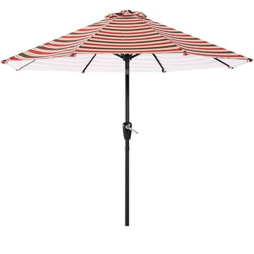 Image of ABCCANOPY 9FT Patio Umbrella Outdoor 8 Ribs Table Umbrella(Red Stripe)