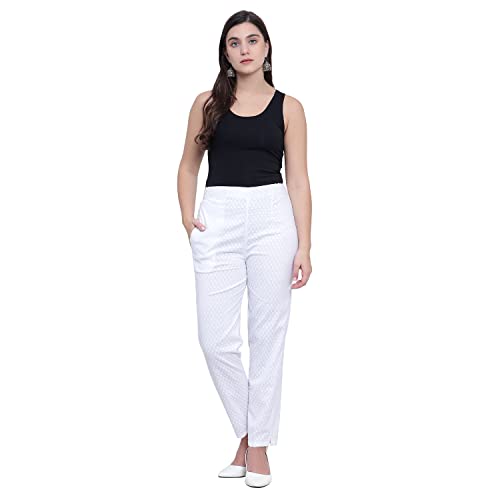 Image of BLUE STAR SHARK (Combo Ravishing Glamarours Cotton Chicken Stretchable Casual Cigarette Lycra Pants for Girls /Ladies /Women