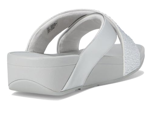 Image of FitFlop Womens Lulu Crystal-Mix Metallic Cross Slides All Black Sandal