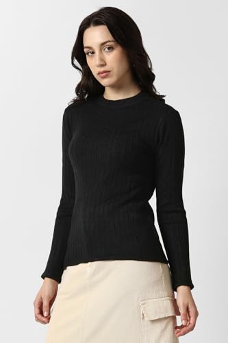 Image of Van Heusen Women's Round Neck Solid Knit Top|Full Sleeve Casual winterwear