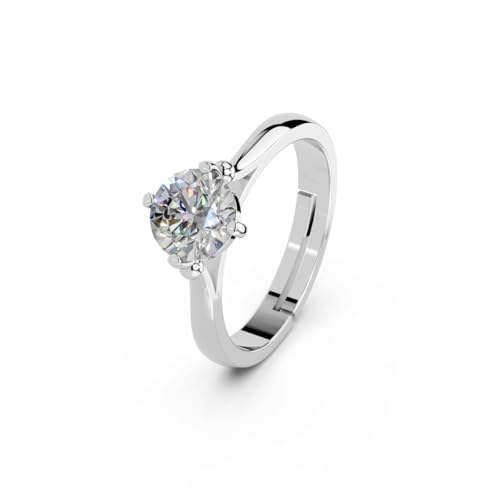 Miss Highness 925 Sterling Pure Silver Ring for Women, Solitaire ...