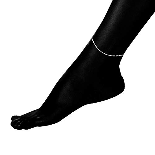 SEA OF ICE Sterling Silver 1mm Sparkle Paillette Chain Anklet, Size 11" - Image 5