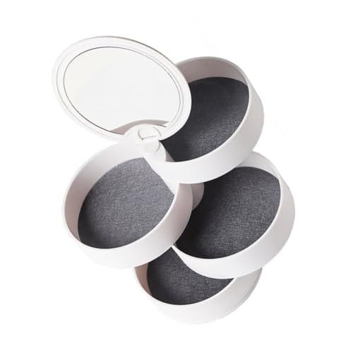 GALPADA Rotating Multi Layer Jewelry Organizer Box with Mirror White