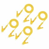 MECCANIXITY 4pcs 3.3ft Alligator Clip Test Leads, 15A Dual Alligator Clips with Wires for Multimeter Jumper Wire Industry Car Battery, Yellow
