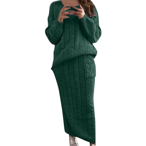 Ensemble pull en tricot torsadé et jupe longue pour femme