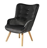 Urban living 'Noor SILLÓN DE TERCIERRE Gris Oscuro con Patas de Madera 72 x 65 x 99 cm