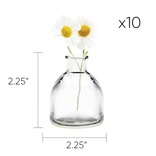 Chive ‘Loft’ Glass Bud Vases For Flowers — Set Of 10 Clear Round Bottles — Super Cute Wedding Decor Centerpieces — Premium Quality & Made To Last #TOP1