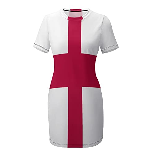 Fattyeery Elegant Casual Long Dress England Flag Girls Summer Sunshine Beach Skirts for Womens M