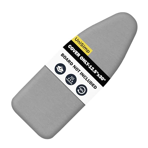 Image of Small Ironing Board Cover and Pad 12.5 inchx30 inch Small Iron Board Cover with Padding,Tabletop Mini Ironing Board Cover and Pad Small Size, Cotton Canvas, Heat Resistant, Drawstring Gray