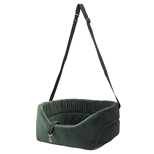 BOUTIQUE ZOO Hunde Autositz Universal Waschbar Abriebfest, Autositz Hund für Vordersitz, Beifahrersitz, Rückbank, Hundebett Hundetasche, M: 51 cm x 40 cm, Grün - Wildlederimitat
