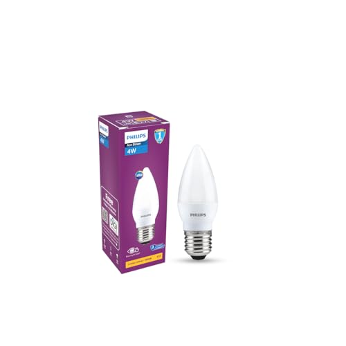 Image of PHILIPS 4W LED Frosted Candle Bulb | Warm White 3000K | E27 Base | Energy Efficient Decorative LED Light | Soft Glare-Free Illumination | Pack of 1