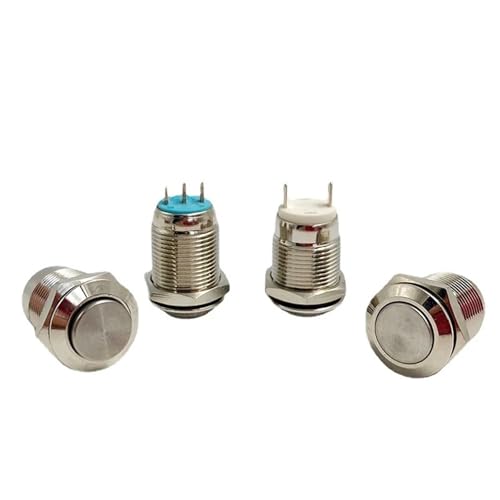 Bouton-poussoir métallique 12mm V015 idéal pour la rénovation de tableaux de bord
