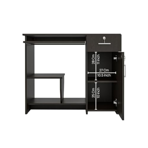 Image of Amazon Brand - Solimo Buker Engineered Wood Computer Desk with Storage Cabinet and Drawer | Multi-Purpose Study Table | Office Table | 1 Year Warranty - Wenge