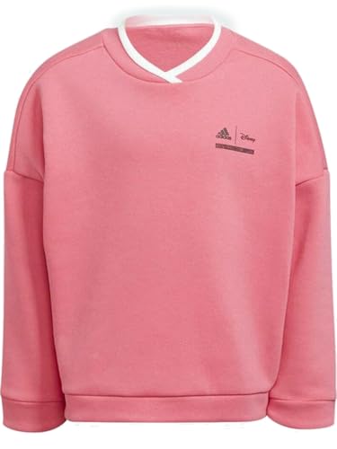 adidas Girls Disney Comfy Princesses Crew Sweatshirt, Joy Pink/Black, Small