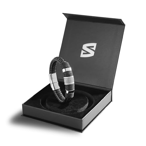 Image of SERASAR Premium Leather Bracelet Men | Stainless Steel Magnetic Clasp | Three Colors | Jewelry Box Included