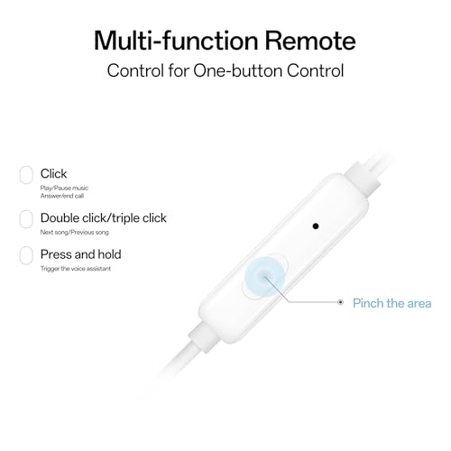 Image of Oppo Type-C Half-in-Ear Wired Earbuds,14.2mm Dynamic Coil, with Multi-Function Remote-MH136 (White)