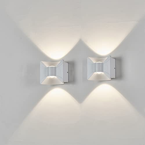 Topmo-plus 2er Pack Cob wandleuchte LED Innen außenleuchte Flurlampe eingangsbeleuchtung terassenleuchte hängend design (weiß / naturweiß) Cover