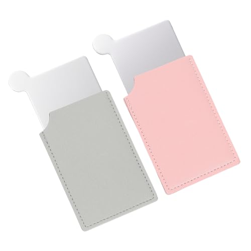 uxcell Petit Miroir Poche Acier Inoxydable, Gris/Rose, 2.5 x 3.66"