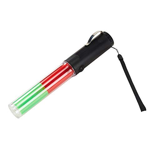 Mufly 10inch Signal Traffic Wand Baton LED Flashlig,Traffic Safety Baton with Light Discoloration for Marshalling,in 3 Discoloration Flashing modes,Signal Indicator Stick (red&green)