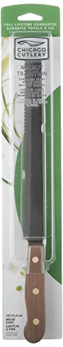 Chicago Cutlery 10-Inch Serrated Bread Knife With Sharp Stainless Steel Blade For Slicing, Cutting, And Scoring Bread, Walnut Tradition Wood Handle Kitchen Knife #TOP1
