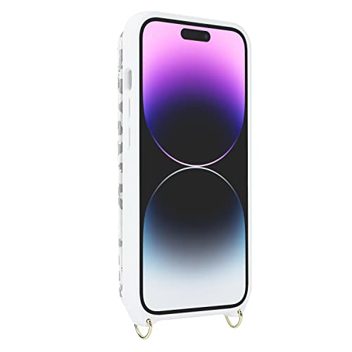 Image of for iPhone 14 Pro Case with Card Holder for Women,Phone Case with Strap,Crossbody Lanyard,RFID Blocking,Ring Stand,Snap Clasp,Cute Wallet Case 6.1 inch(White Leopard)