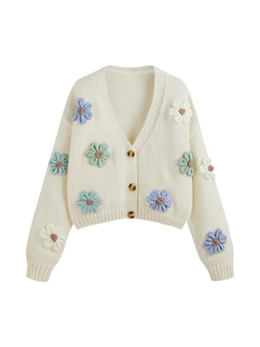 CIDER Women’s Floral Cropped Cardigan Cute...