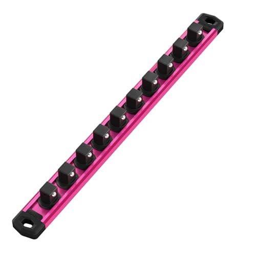 Image of WORKPRO Magnetic Socket Organizer, Heavy Duty 1 /2-Inch Drive Socket Rail | Aluminum Alloy, 10 Pieces Clips, Rotatable & Movable Clips, Efficient Organization