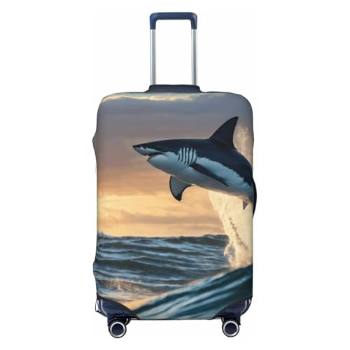 OAZCVBNN Maleta lavable con estampado de tiburón azul, universal, elástica, protector de equipaje, accesorio de viaje, Black, S, Equipaje de mano