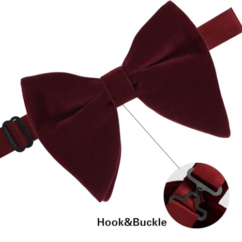 Image of Alizeal Velvet Pre-tied Adjustable Bow Tie for Men Oversize Formal Solid Tuxedo Bowtie