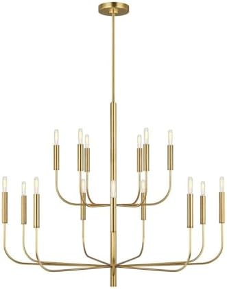 Feiss EC10015BBS Transitional 15 Light Chandelier from Brianna Collection in Brass Finish