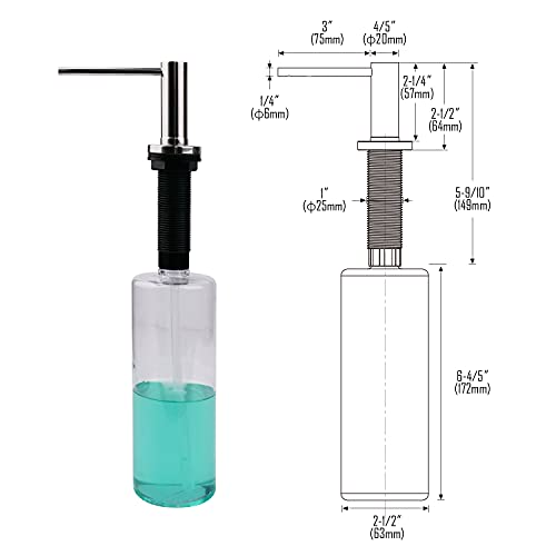 AIKE AK1052 500ML Spülmittelspender mit Edelstahlpumpe, Einbau-Seifenspender für Küchenspüle und Waschbecken